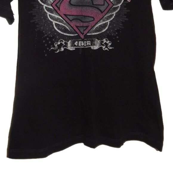 DC COMICS junior's medium 7-9 super girl 4 ever 100% cotton black vintage shirt - Picture 3 of 8